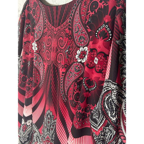 Catherine's Shift Dress Size 2X Red Floral Paisley Whimsigoth Dark Academia - Picture 6 of 8